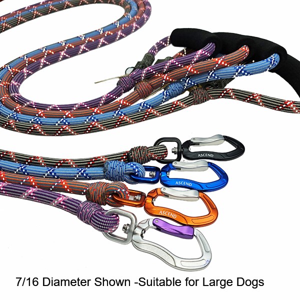Double Braided Rope Leash with Anodized Hardware